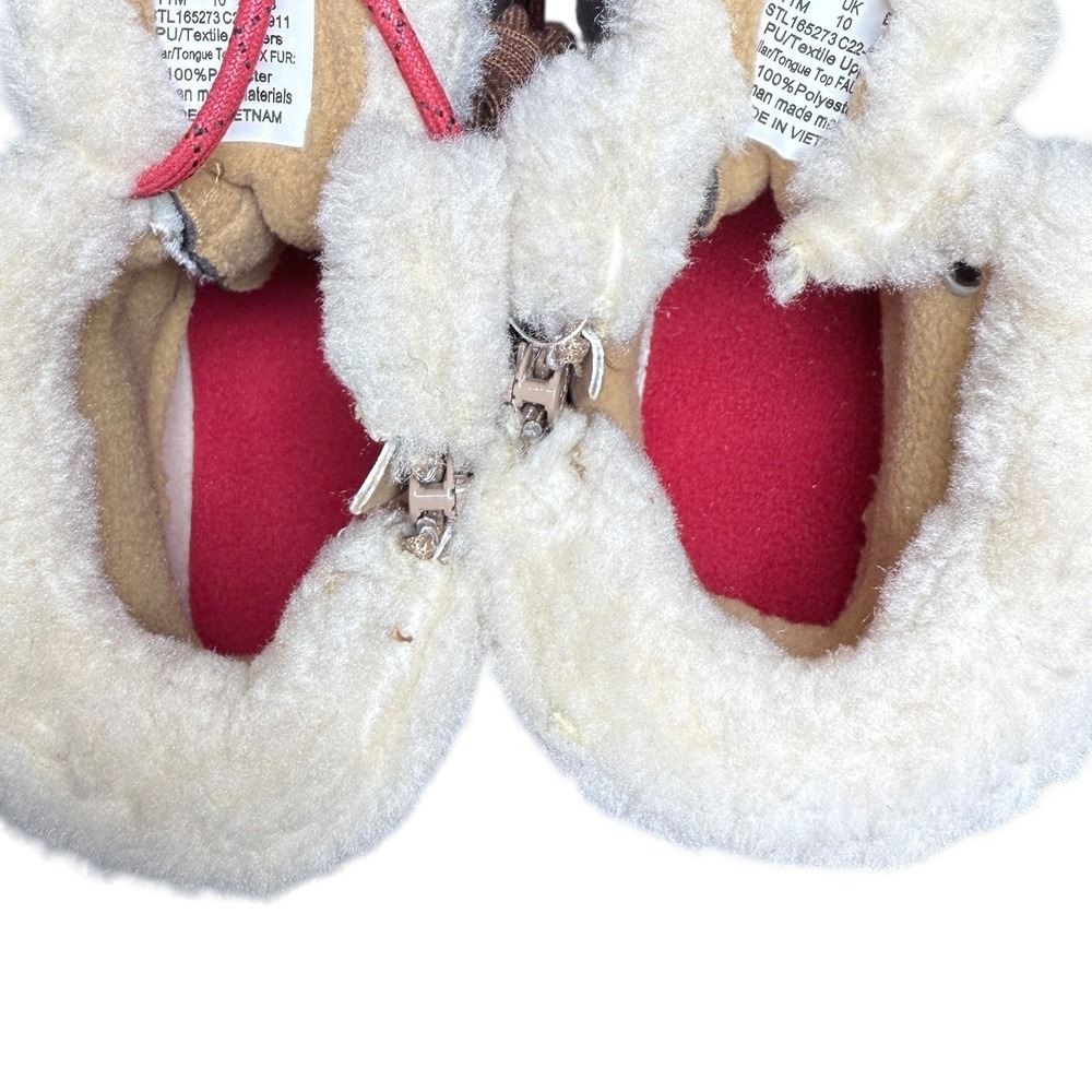 NEW Sperry Kids Sider Duck Boots Winter Fur Lined Red Laces Brown Tan Size 10M - Picture 5 of 10
